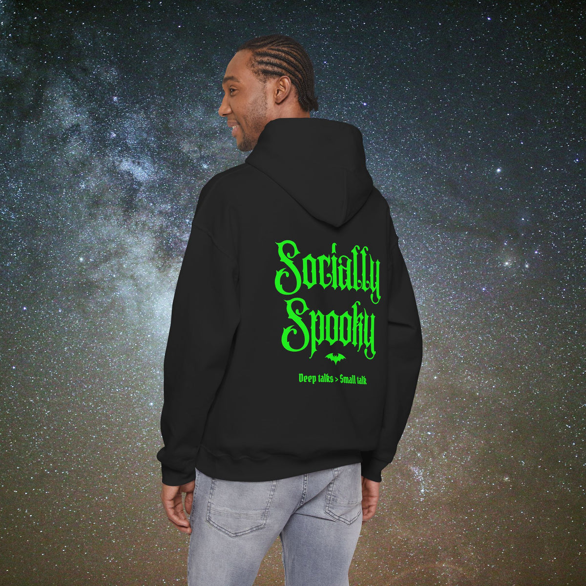 Socially Spooky Hoodie | Neon Green Halloween Edition