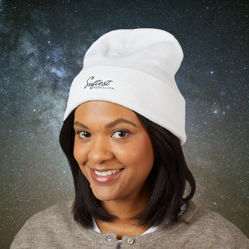 Softest Rebellion™ Minimalist Black Embroidered Logo Beanie