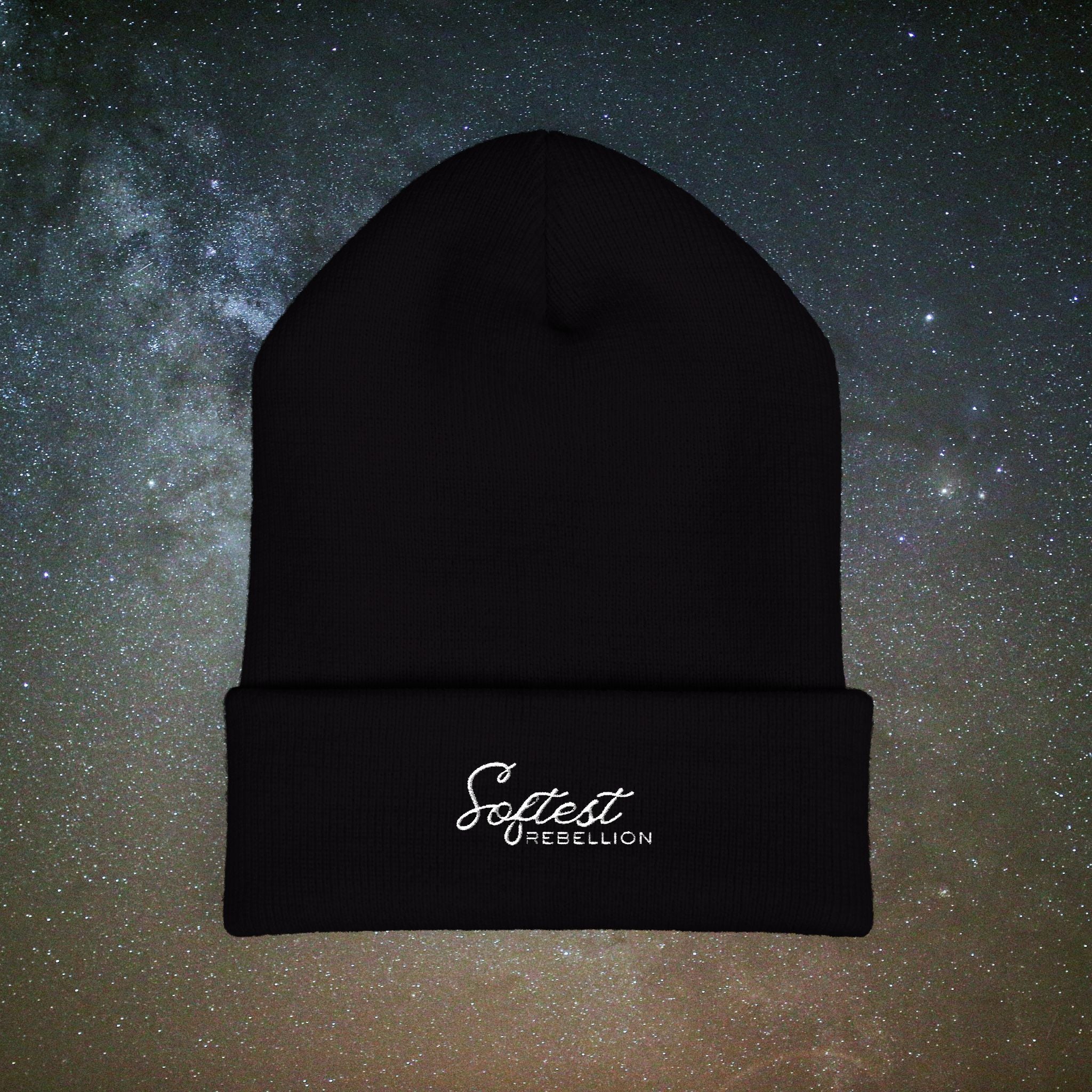 Softest Rebellion™ Minimal White Logo Embroidered Beanie