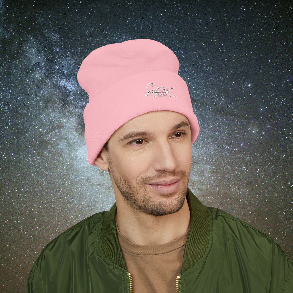 Softest Rebellion™ Minimalist White Embroidered Logo Beanie