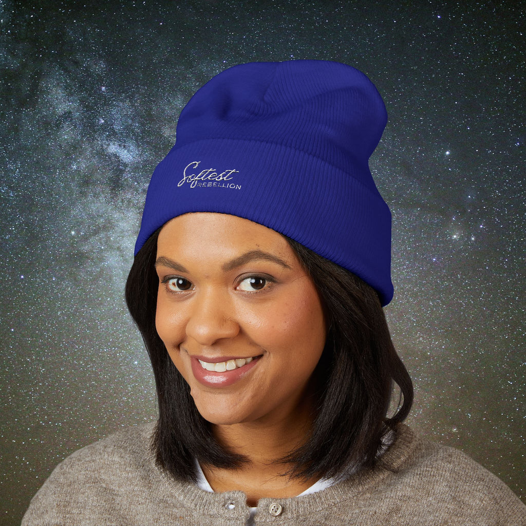Softest Rebellion™ Minimalist White Embroidered Logo Beanie