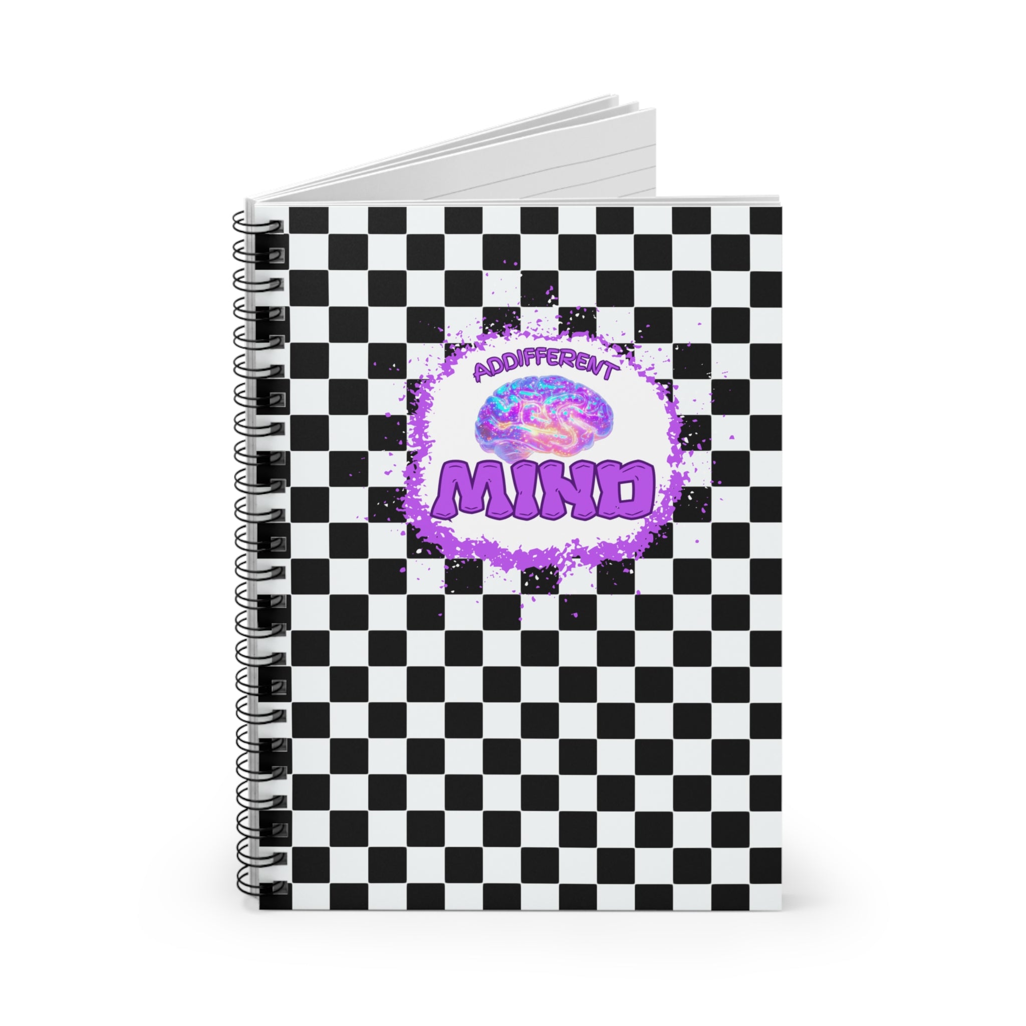 ADDifferent Mind™ Spiral Notebook – Checkerboard ADHD Journal