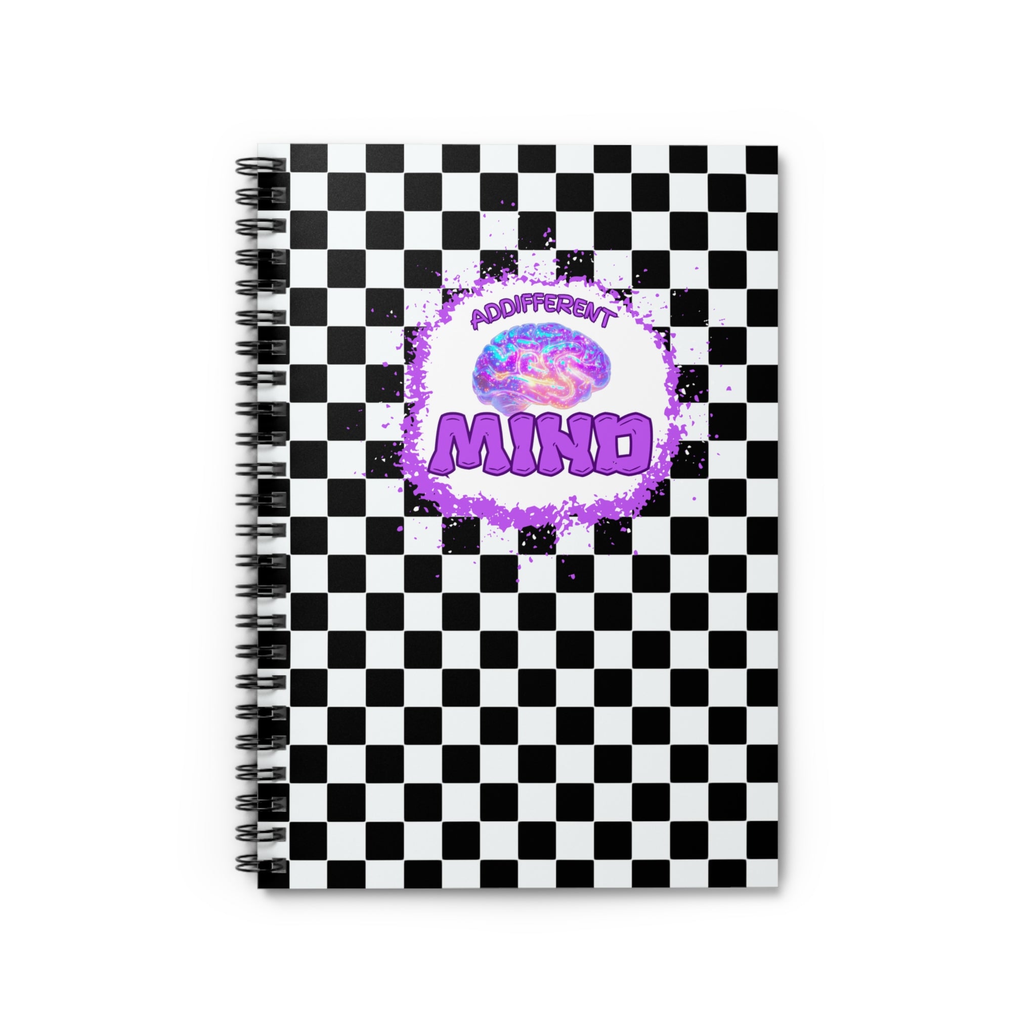 ADDifferent Mind™ Spiral Notebook – Checkerboard ADHD Journal