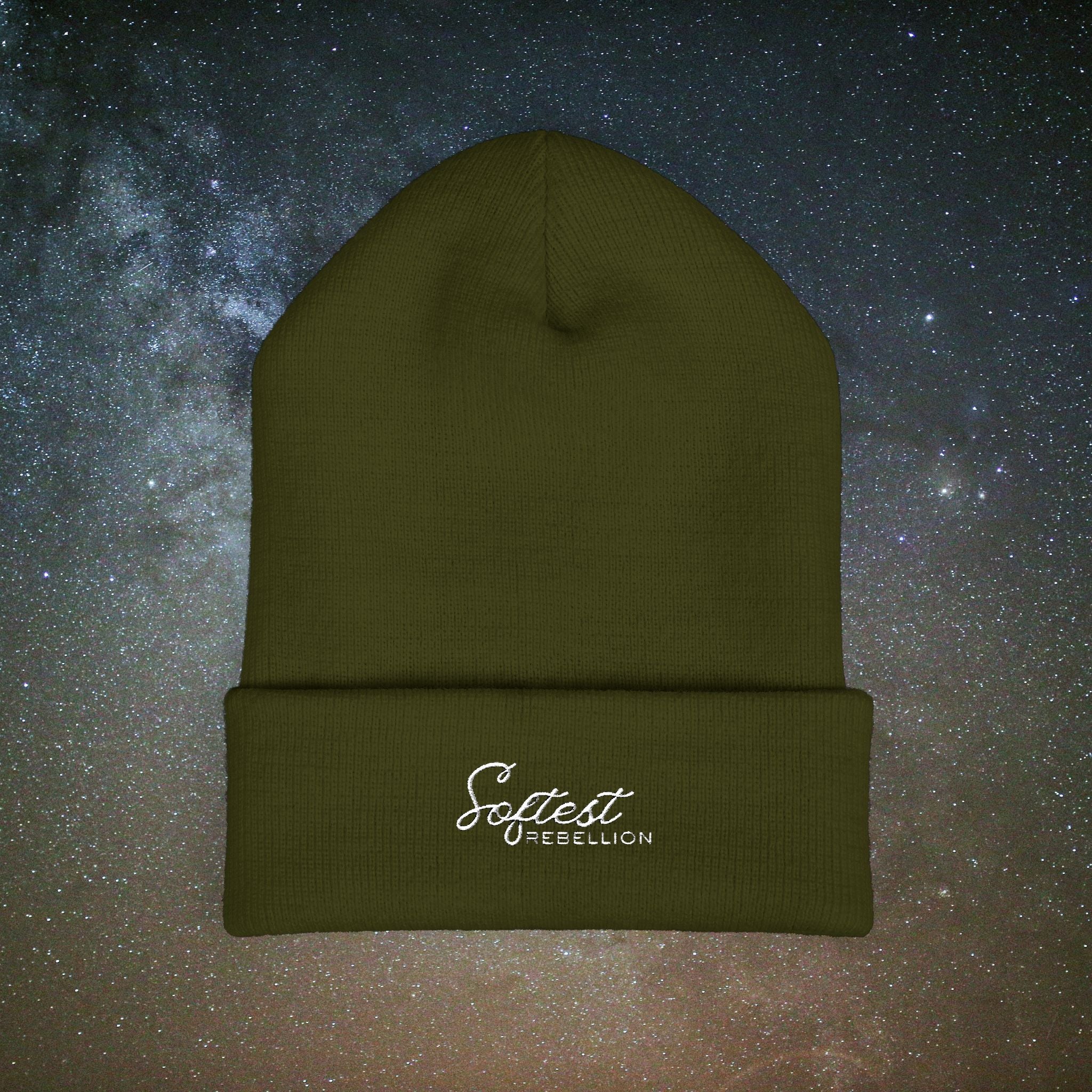Softest Rebellion™ Minimal White Logo Embroidered Beanie