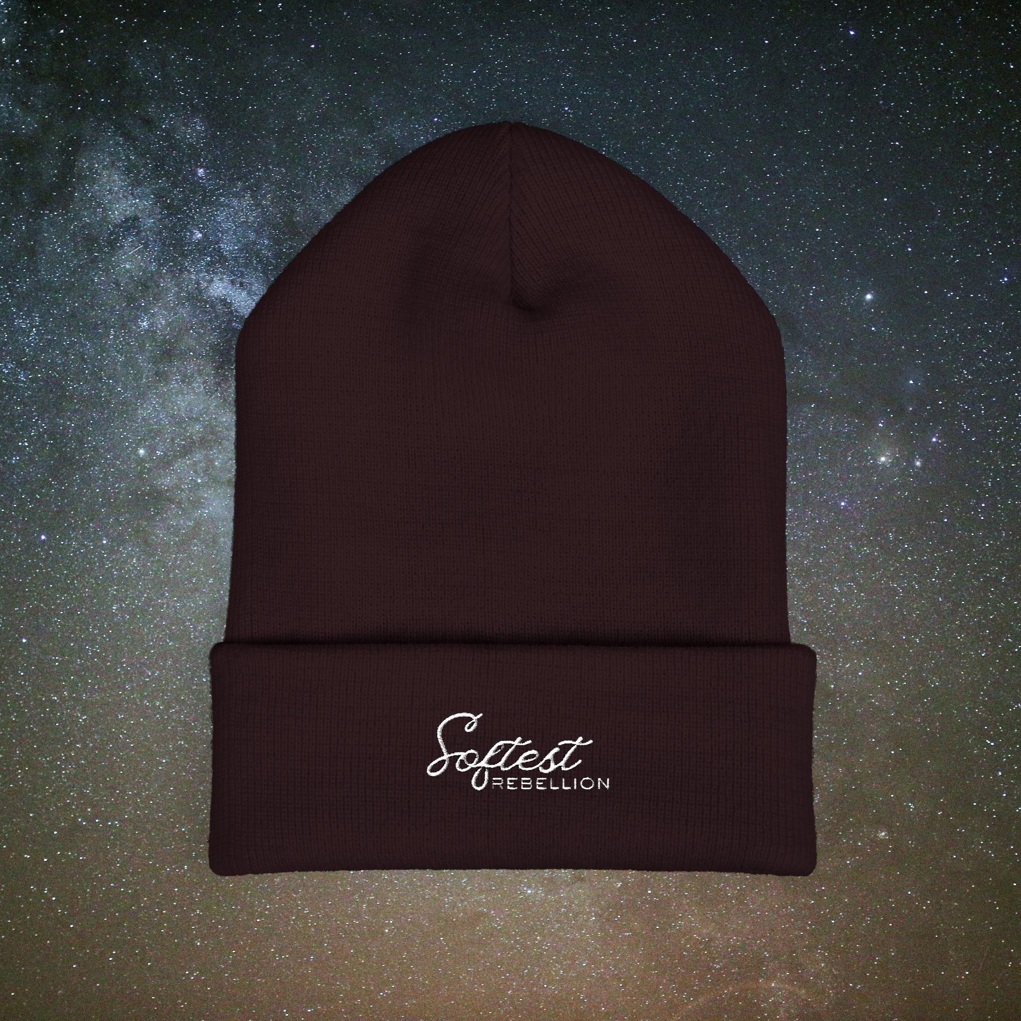 Softest Rebellion™ Minimal White Logo Embroidered Beanie