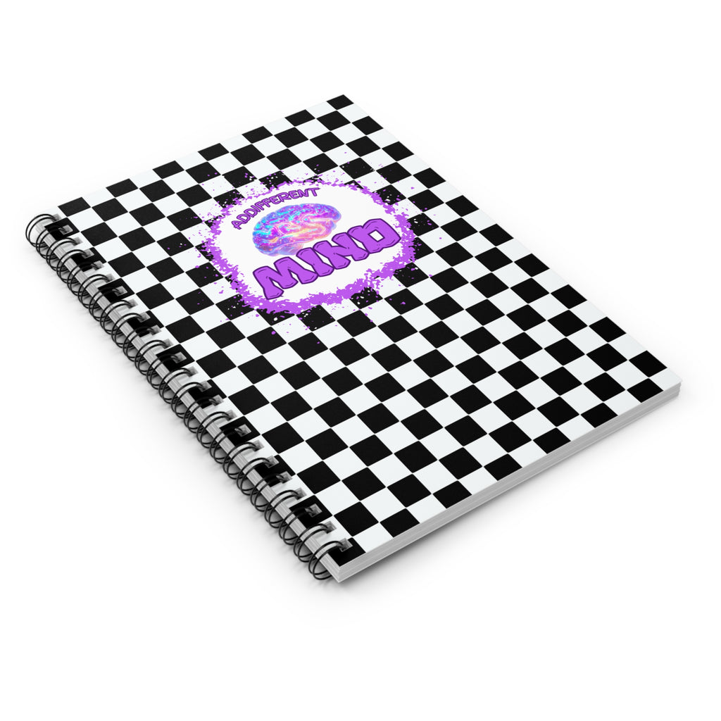 ADDifferent Mind™ Spiral Notebook – Checkerboard ADHD Journal