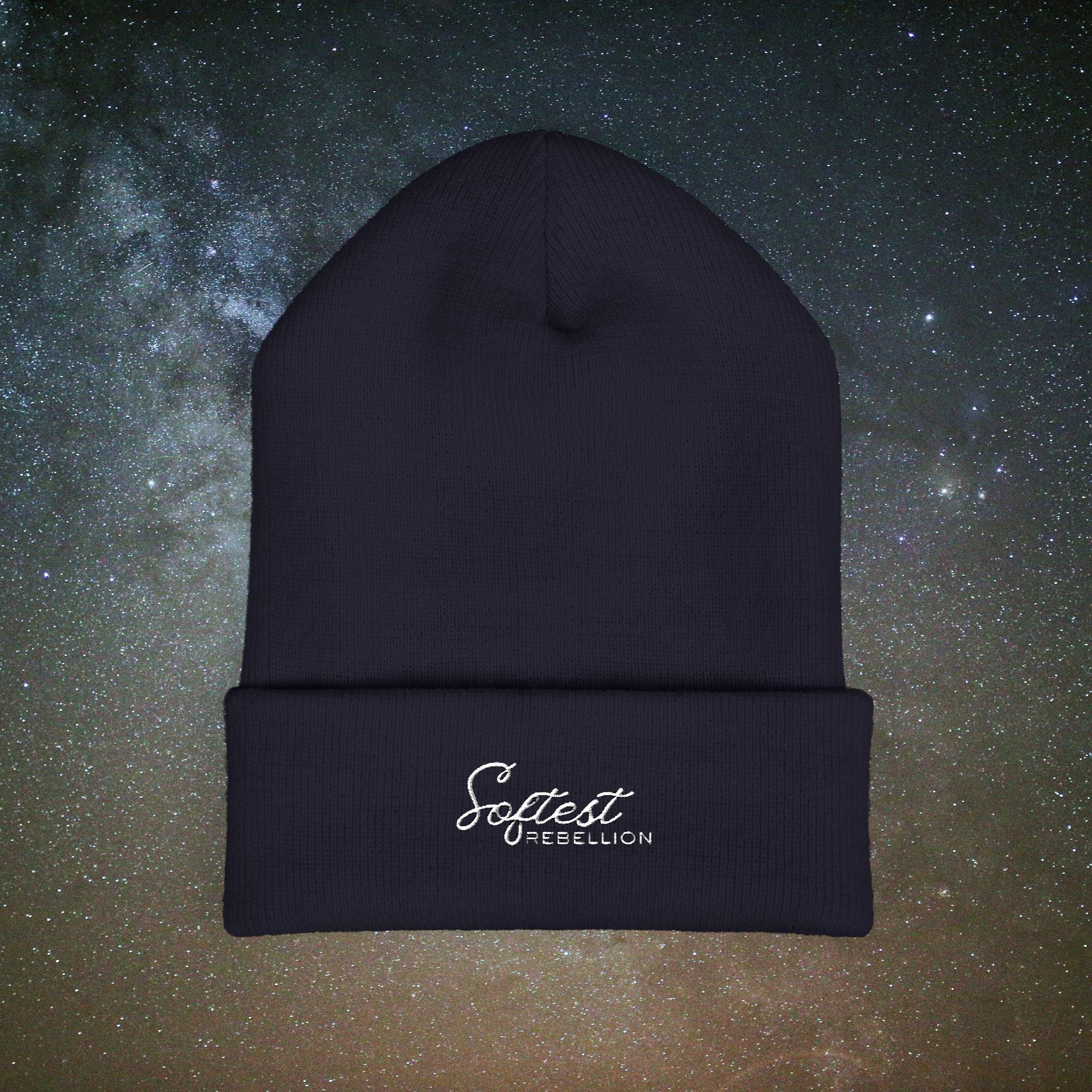 Softest Rebellion™ Minimal White Logo Embroidered Beanie