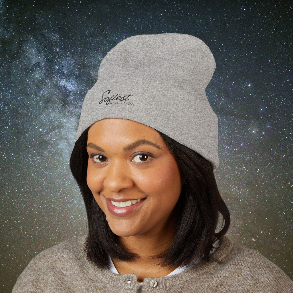 Softest Rebellion™ Minimalist Black Embroidered Logo Beanie