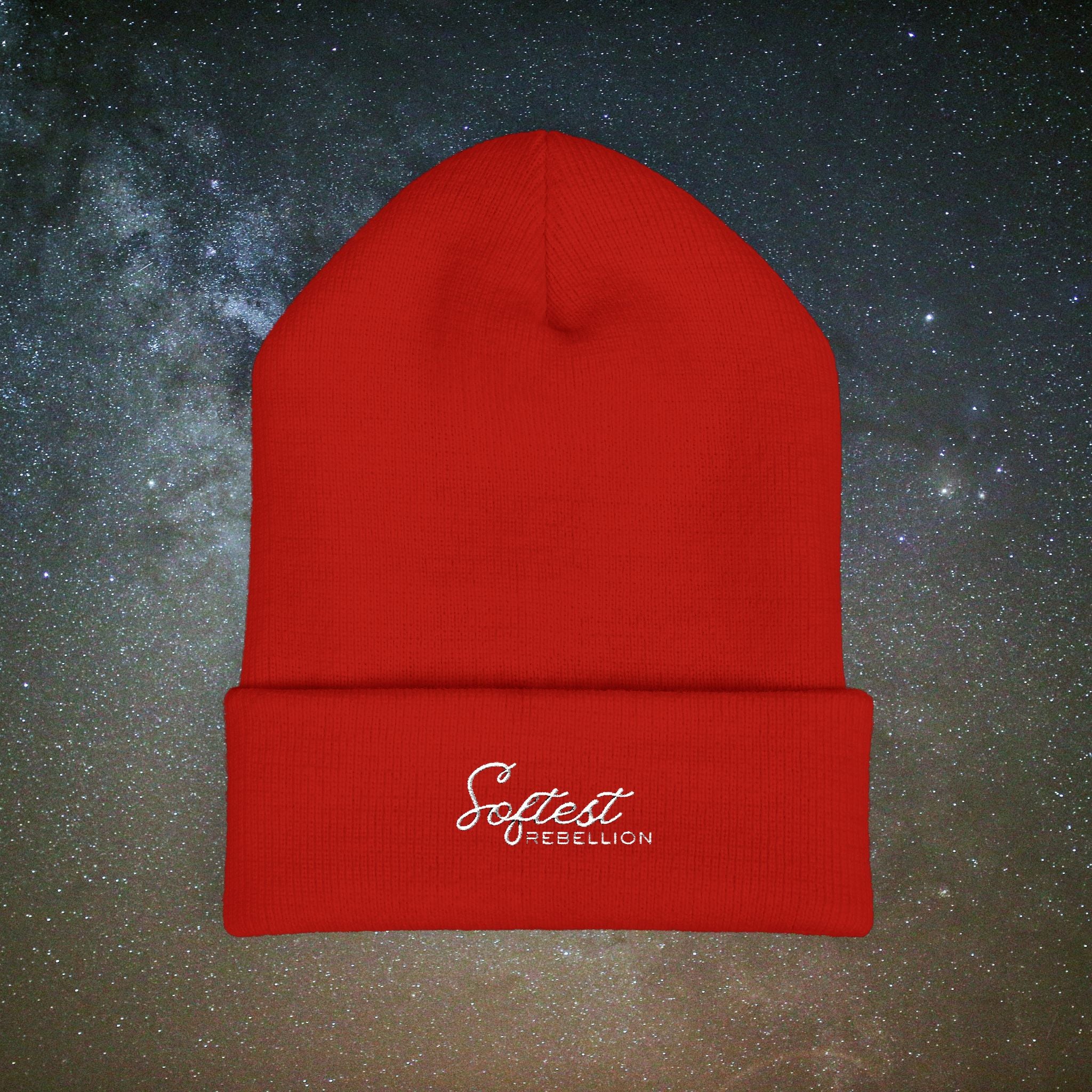 Softest Rebellion™ Minimal White Logo Embroidered Beanie