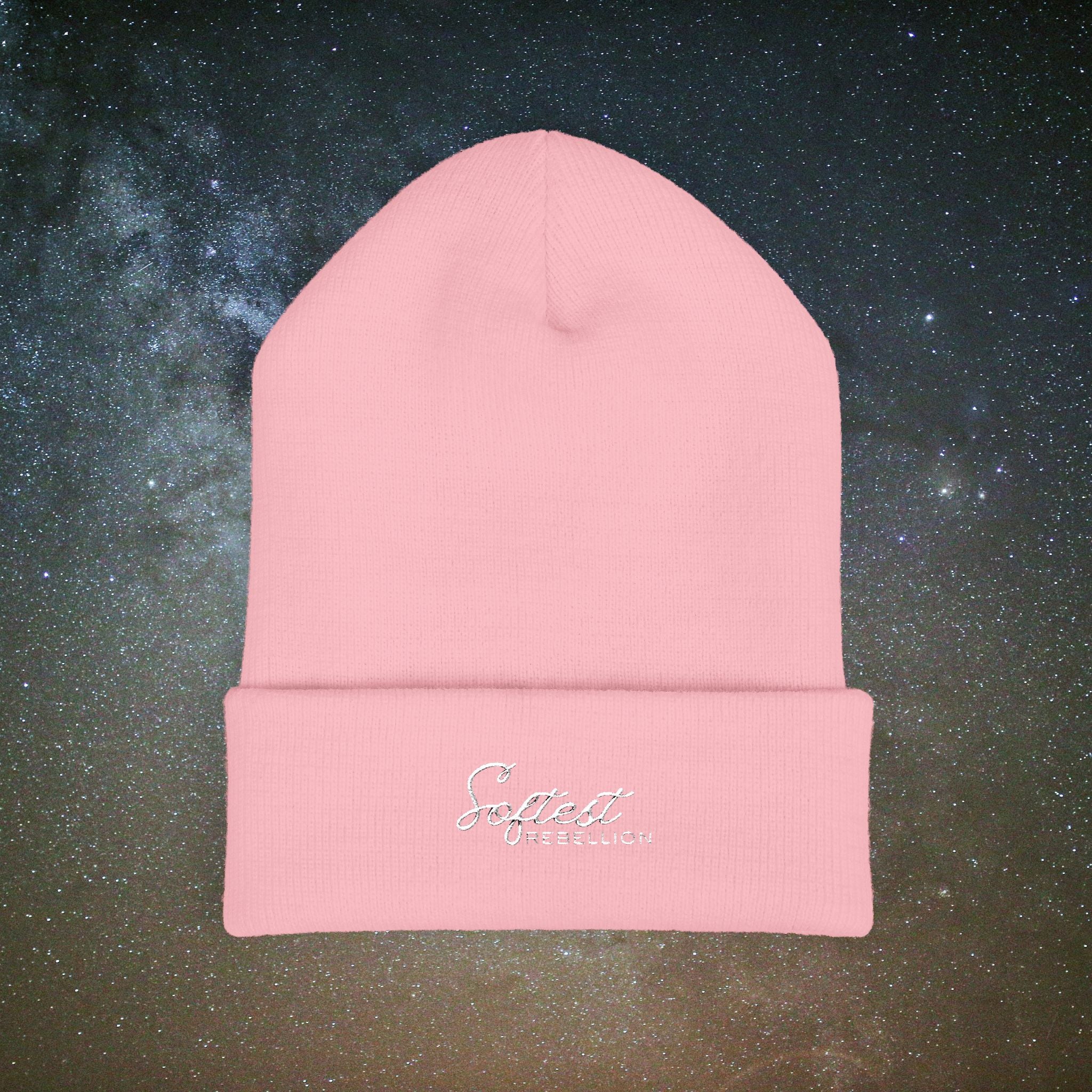 Softest Rebellion™ Minimal White Logo Embroidered Beanie