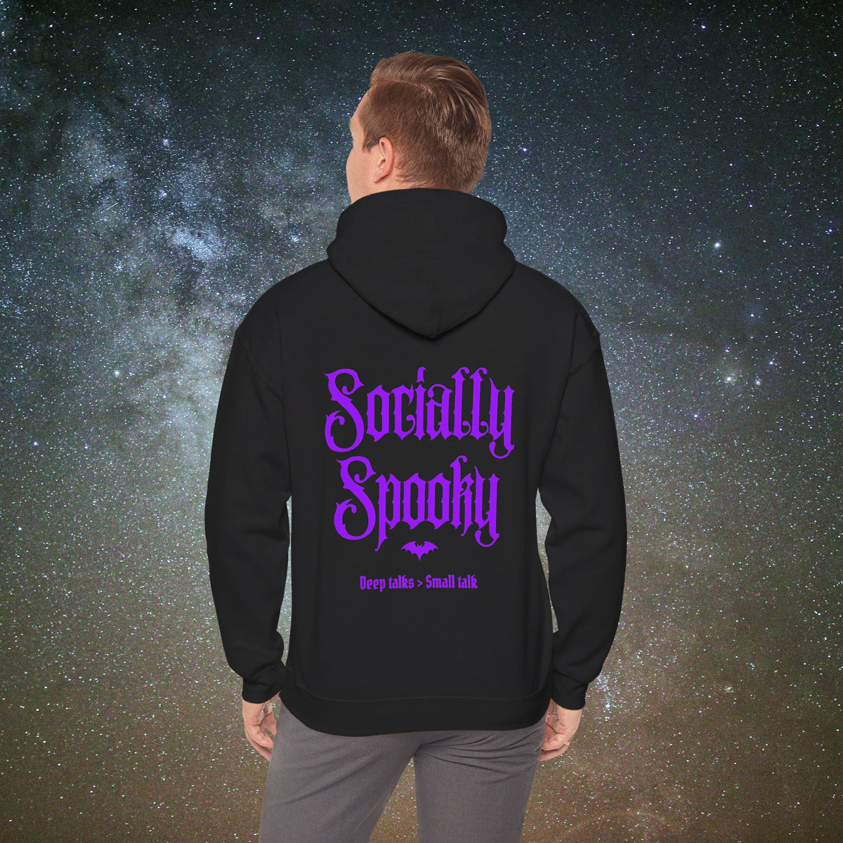 Socially Spooky Hoodie | Neon Purple Halloween Edition