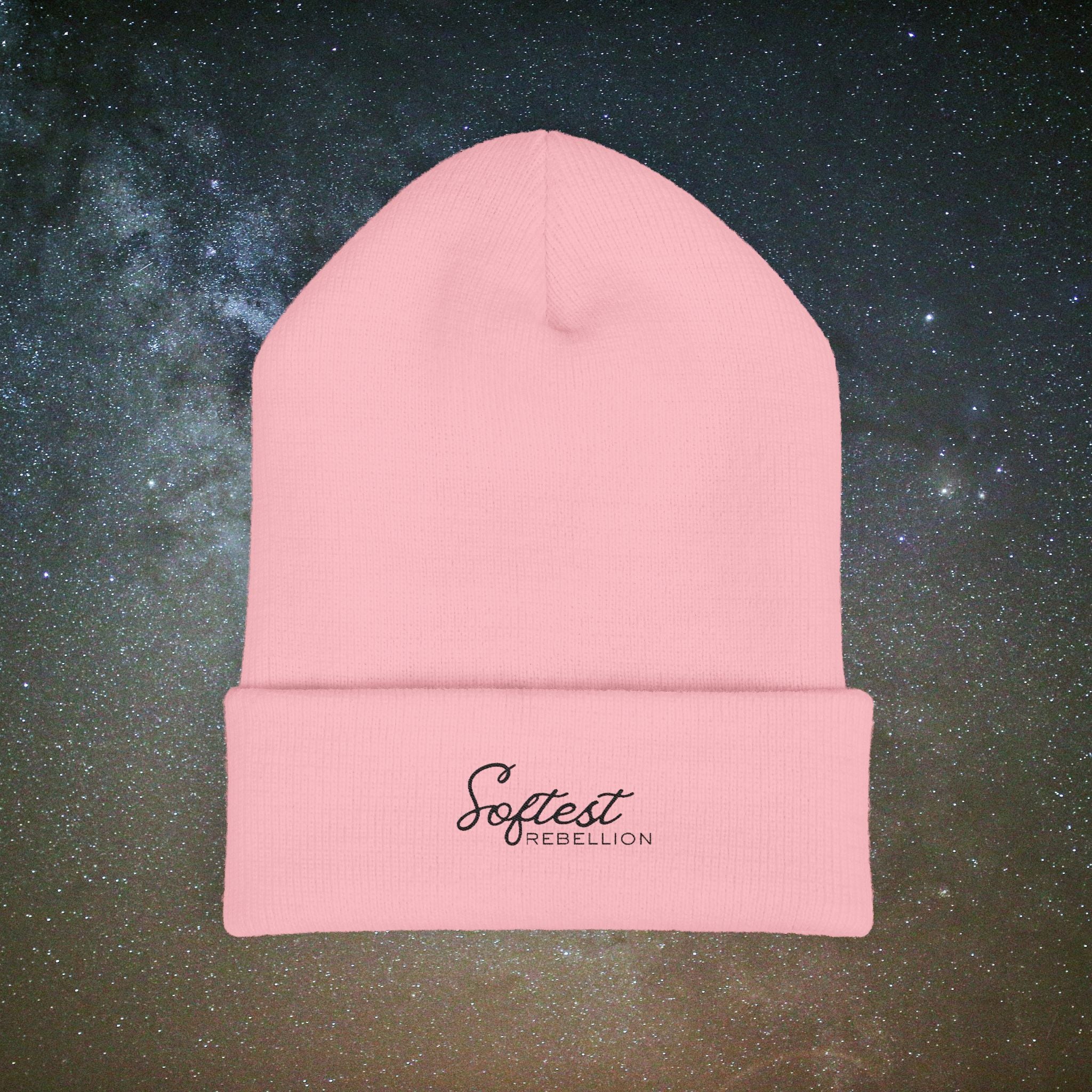 Softest Rebellion™ Minimal Black Logo Embroidered Beanie