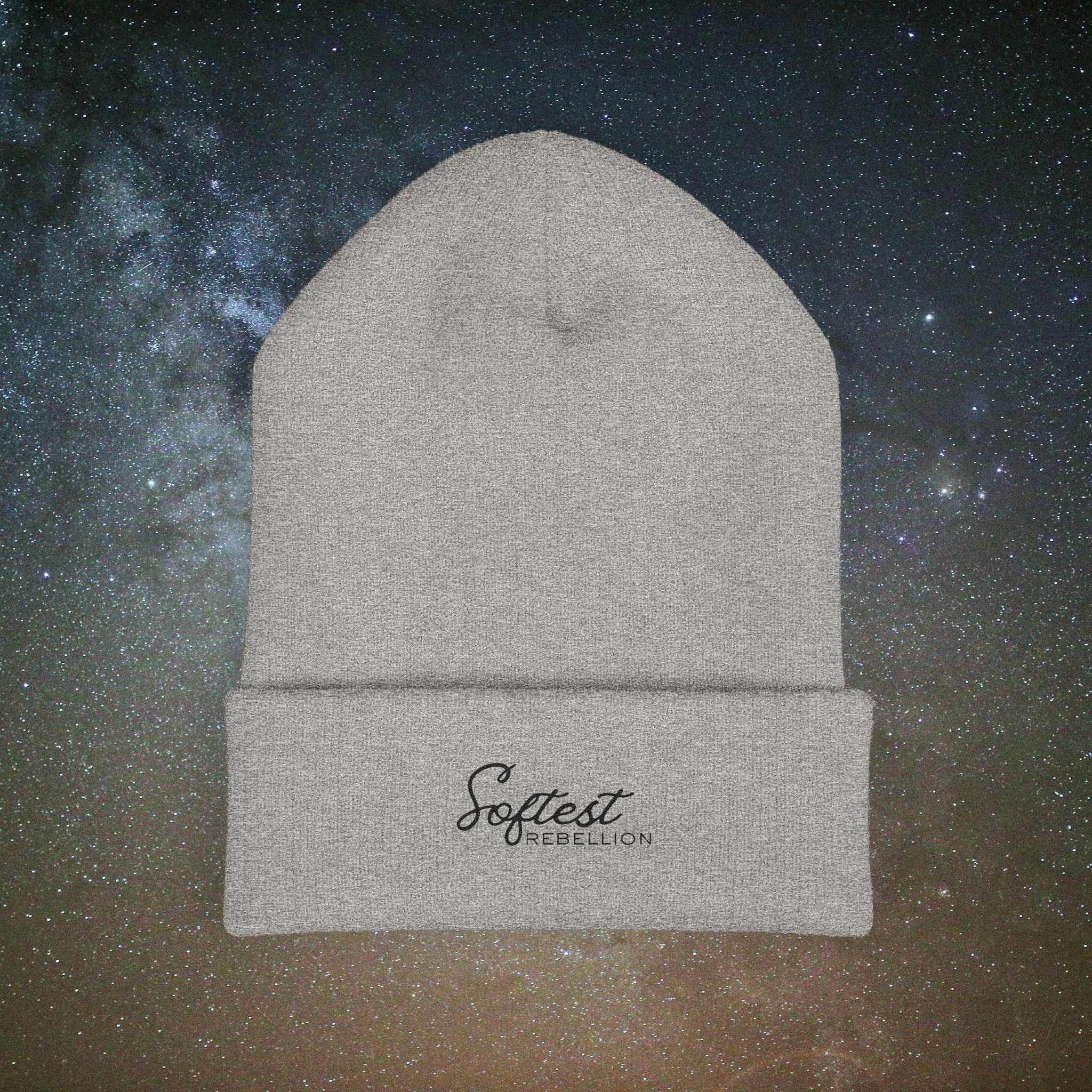 Softest Rebellion™ Minimal Black Logo Embroidered Beanie